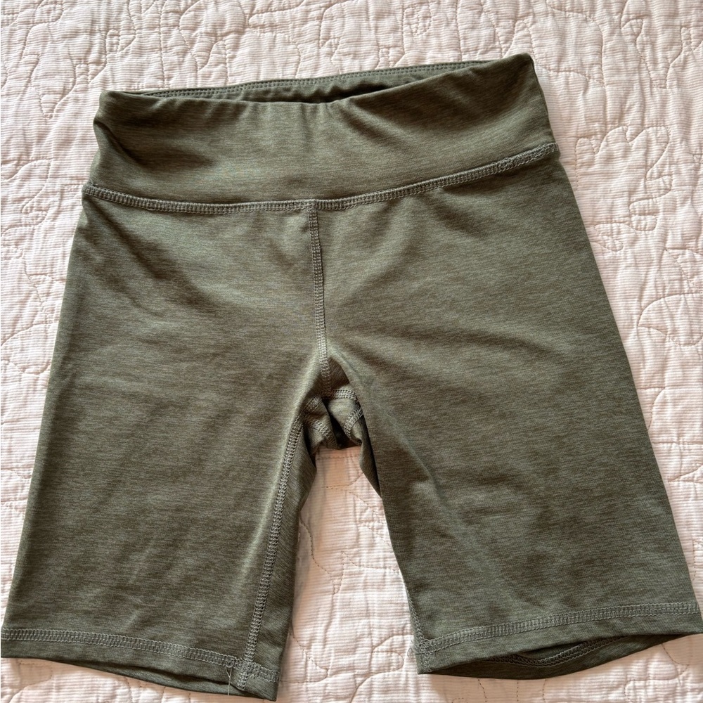 Girls High-Rise Olive Green athletic Bike Shorts